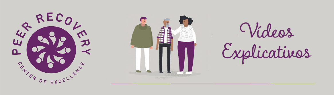 Grey Spanish explainer videos banner with featuring three characters